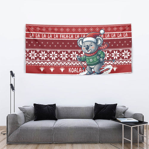Australia Christmas In July Tapestry Koala Santa Skiing Red Color