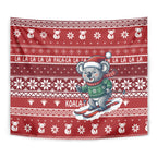 Australia Christmas In July Tapestry Koala Santa Skiing Red Color