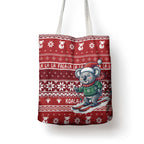 Australia Christmas In July Tote Bag Koala Santa Skiing Red Color