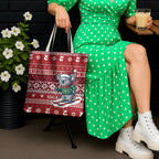Australia Christmas In July Tote Bag Koala Santa Skiing Red Color
