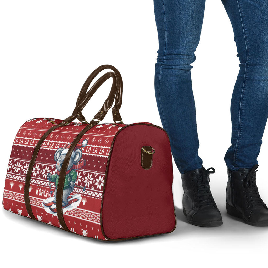 Australia Christmas In July Travel Bag Koala Santa Skiing Red Color