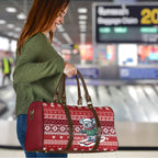 Australia Christmas In July Travel Bag Koala Santa Skiing Red Color