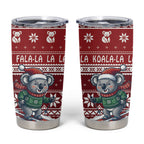 Australia Christmas In July Tumbler Cup Koala Santa Skiing Red Color