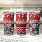 Australia Christmas In July Tumbler Cup Koala Santa Skiing Red Color