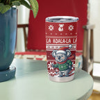 Australia Christmas In July Tumbler Cup Koala Santa Skiing Red Color