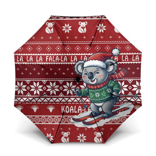 Australia Christmas In July Umbrella Koala Santa Skiing Red Color