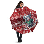 Australia Christmas In July Umbrella Koala Santa Skiing Red Color