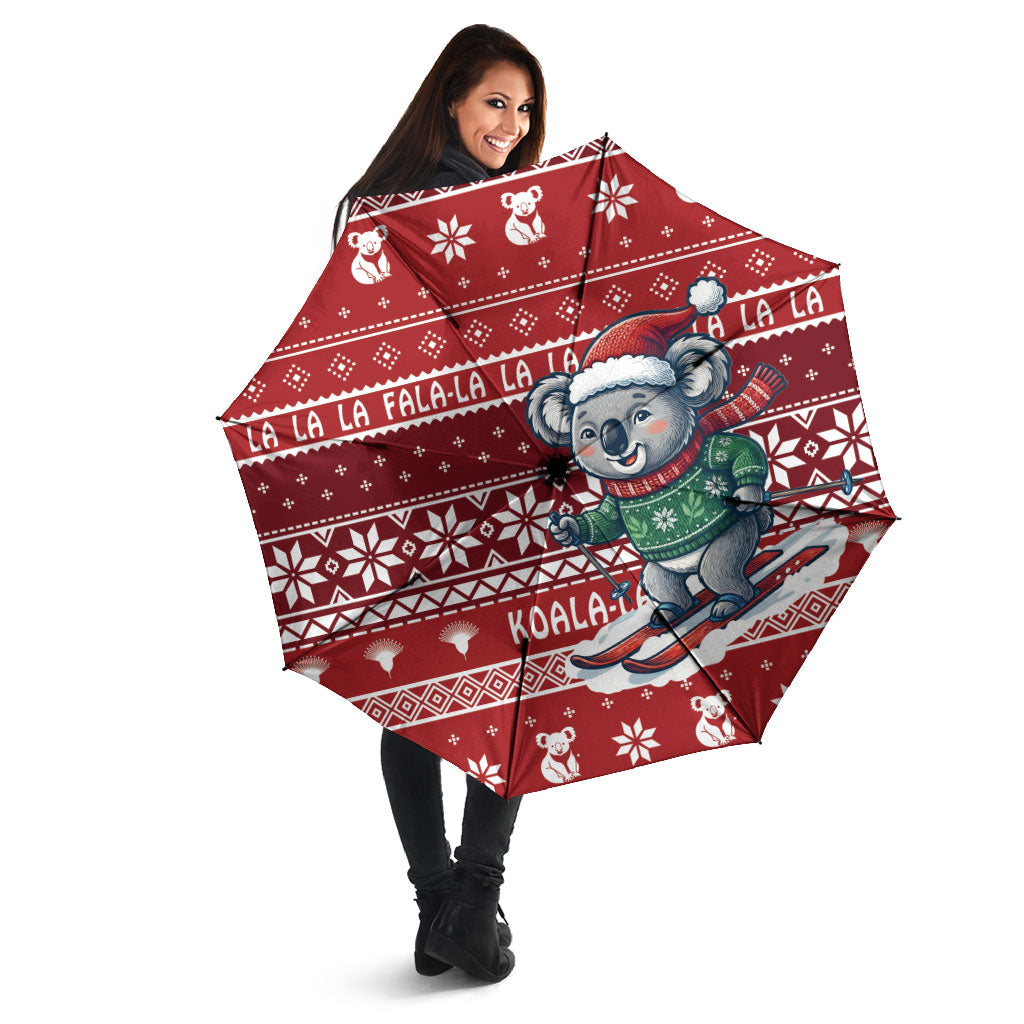 Australia Christmas In July Umbrella Koala Santa Skiing Red Color