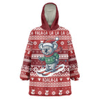 Australia Christmas In July Wearable Blanket Hoodie Koala Santa Skiing Red Color