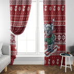 Australia Christmas In July Window Curtain Koala Santa Skiing Red Color