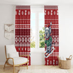Australia Christmas In July Window Curtain Koala Santa Skiing Red Color