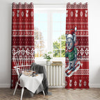 Australia Christmas In July Window Curtain Koala Santa Skiing Red Color