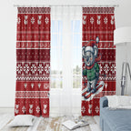 Australia Christmas In July Window Curtain Koala Santa Skiing Red Color