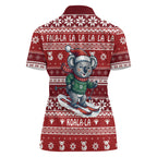 Australia Christmas In July Women Polo Shirt Koala Santa Skiing Red Color
