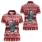 Australia Christmas In July Women Polo Shirt Koala Santa Skiing Red Color