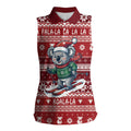 Australia Christmas In July Women Sleeveless Polo Shirt Koala Santa Skiing Red Color