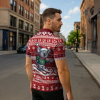 Australia Christmas In July Zipper Polo Shirt Koala Santa Skiing Red Color