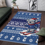 Australia Christmas In July Area Rug Koala Santa Skiing Blue Color