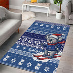 Australia Christmas In July Area Rug Koala Santa Skiing Blue Color