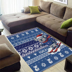 Australia Christmas In July Area Rug Koala Santa Skiing Blue Color