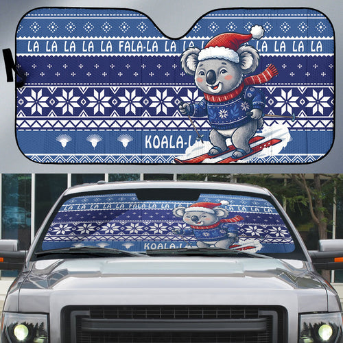 Australia Christmas In July Auto Sun Shade Koala Santa Skiing Blue Color