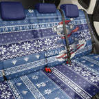 Australia Christmas In July Back Car Seat Cover Koala Santa Skiing Blue Color