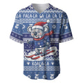 Australia Christmas In July Baseball Jersey Koala Santa Skiing Blue Color