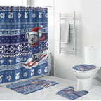 Australia Christmas In July Bathroom Set Koala Santa Skiing Blue Color