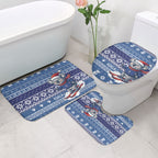 Australia Christmas In July Bathroom Set Koala Santa Skiing Blue Color