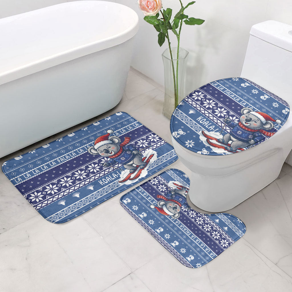 Australia Christmas In July Bathroom Set Koala Santa Skiing Blue Color