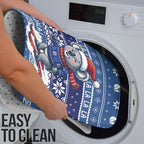 Australia Christmas In July Bathroom Set Koala Santa Skiing Blue Color