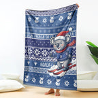 Australia Christmas In July Blanket Koala Santa Skiing Blue Color