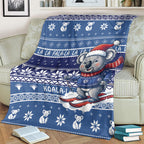 Australia Christmas In July Blanket Koala Santa Skiing Blue Color