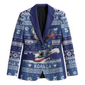 Australia Christmas In July Blazer Koala Santa Skiing Blue Color