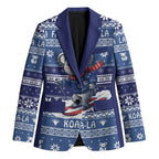 Australia Christmas In July Blazer Koala Santa Skiing Blue Color