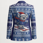 Australia Christmas In July Blazer Koala Santa Skiing Blue Color