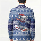 Australia Christmas In July Blazer Koala Santa Skiing Blue Color