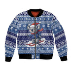 Australia Christmas In July Bomber Jacket Koala Santa Skiing Blue Color