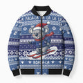 Australia Christmas In July Bomber Puffer Jacket Koala Santa Skiing Blue Color