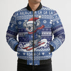 Australia Christmas In July Bomber Puffer Jacket Koala Santa Skiing Blue Color