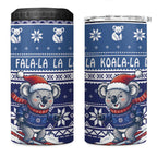 Australia Christmas In July 4 in 1 Can Cooler Tumbler Koala Santa Skiing Blue Color