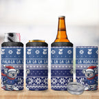 Australia Christmas In July 4 in 1 Can Cooler Tumbler Koala Santa Skiing Blue Color