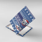 Australia Christmas In July Canvas Wall Art Koala Santa Skiing Blue Color