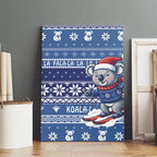 Australia Christmas In July Canvas Wall Art Koala Santa Skiing Blue Color