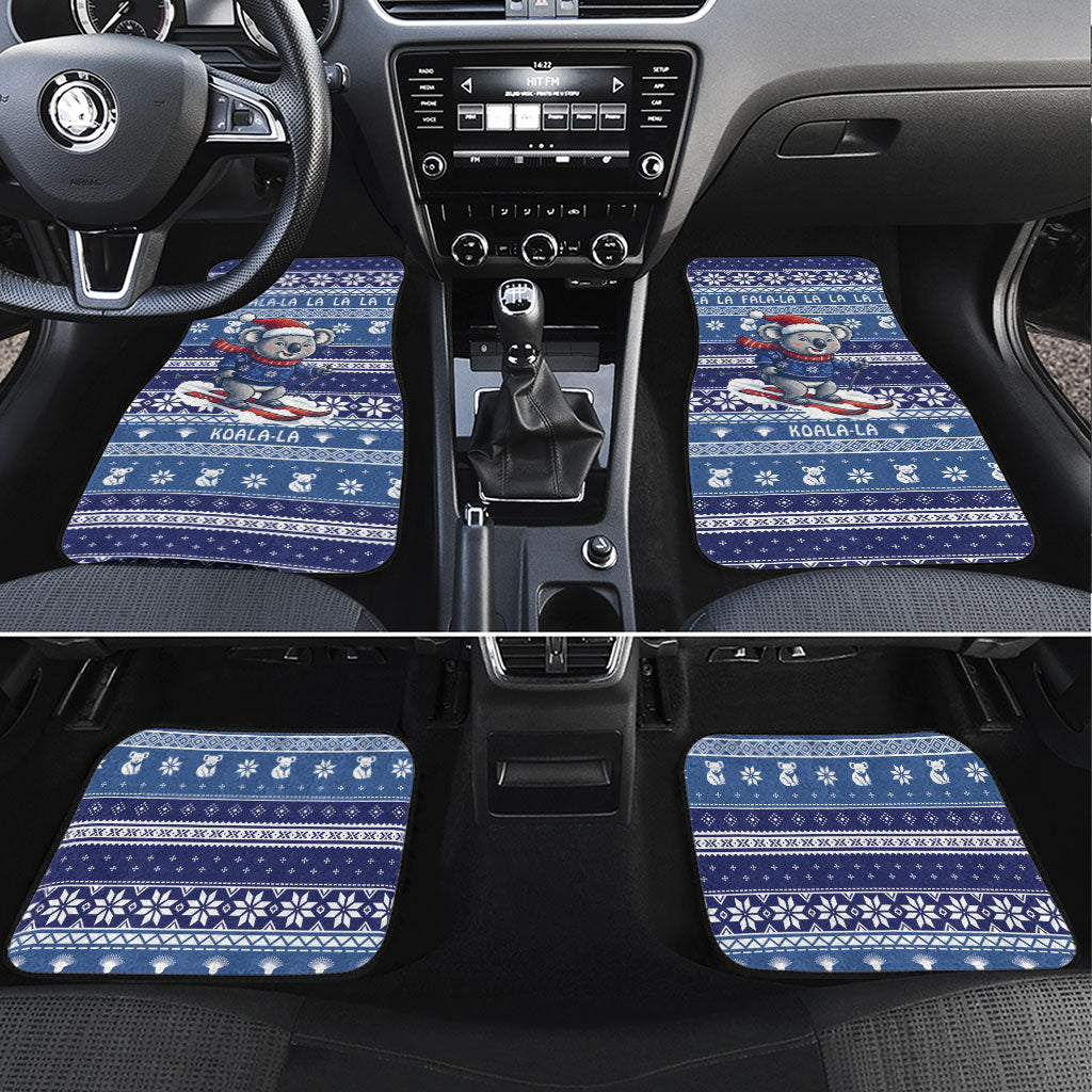 Australia Christmas In July Car Mats Koala Santa Skiing Blue Color