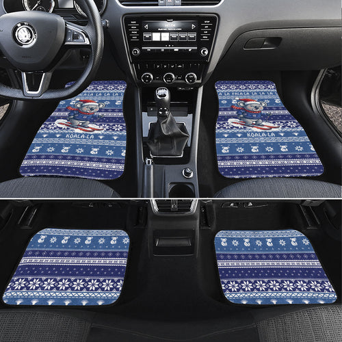 Australia Christmas In July Car Mats Koala Santa Skiing Blue Color