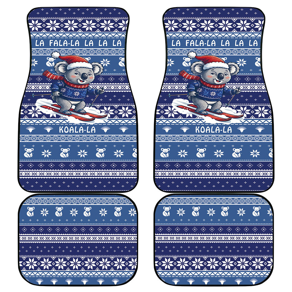Australia Christmas In July Car Mats Koala Santa Skiing Blue Color
