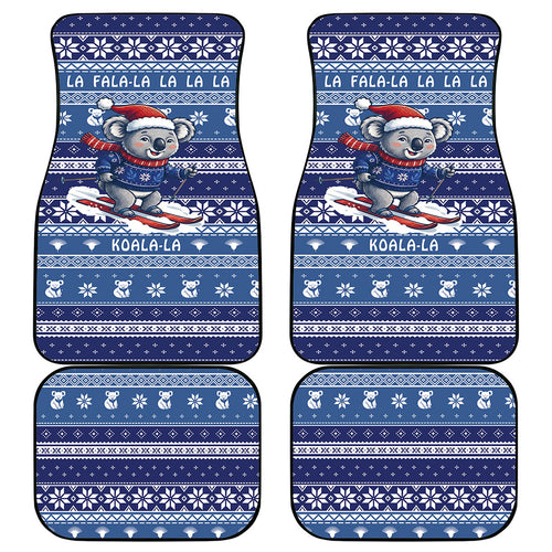 Australia Christmas In July Car Mats Koala Santa Skiing Blue Color