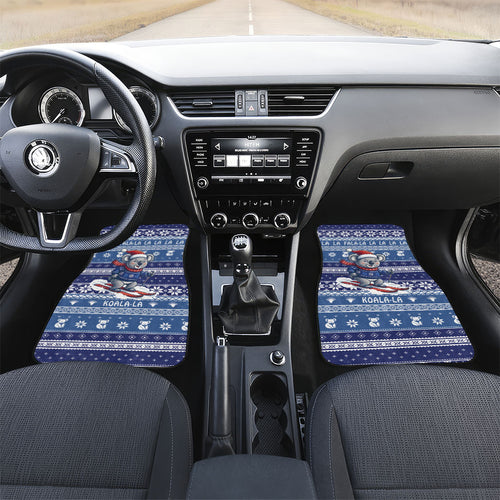 Australia Christmas In July Car Mats Koala Santa Skiing Blue Color