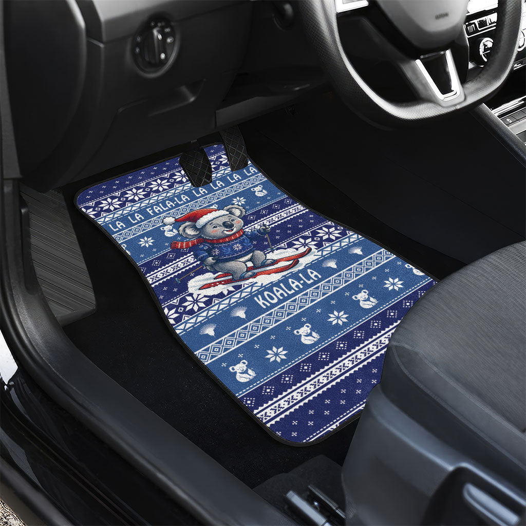 Australia Christmas In July Car Mats Koala Santa Skiing Blue Color
